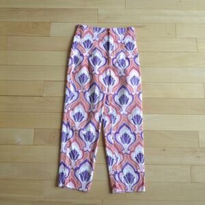 Zara Straight Wide Leg Pants Retro Abstract Pattern Size 2
